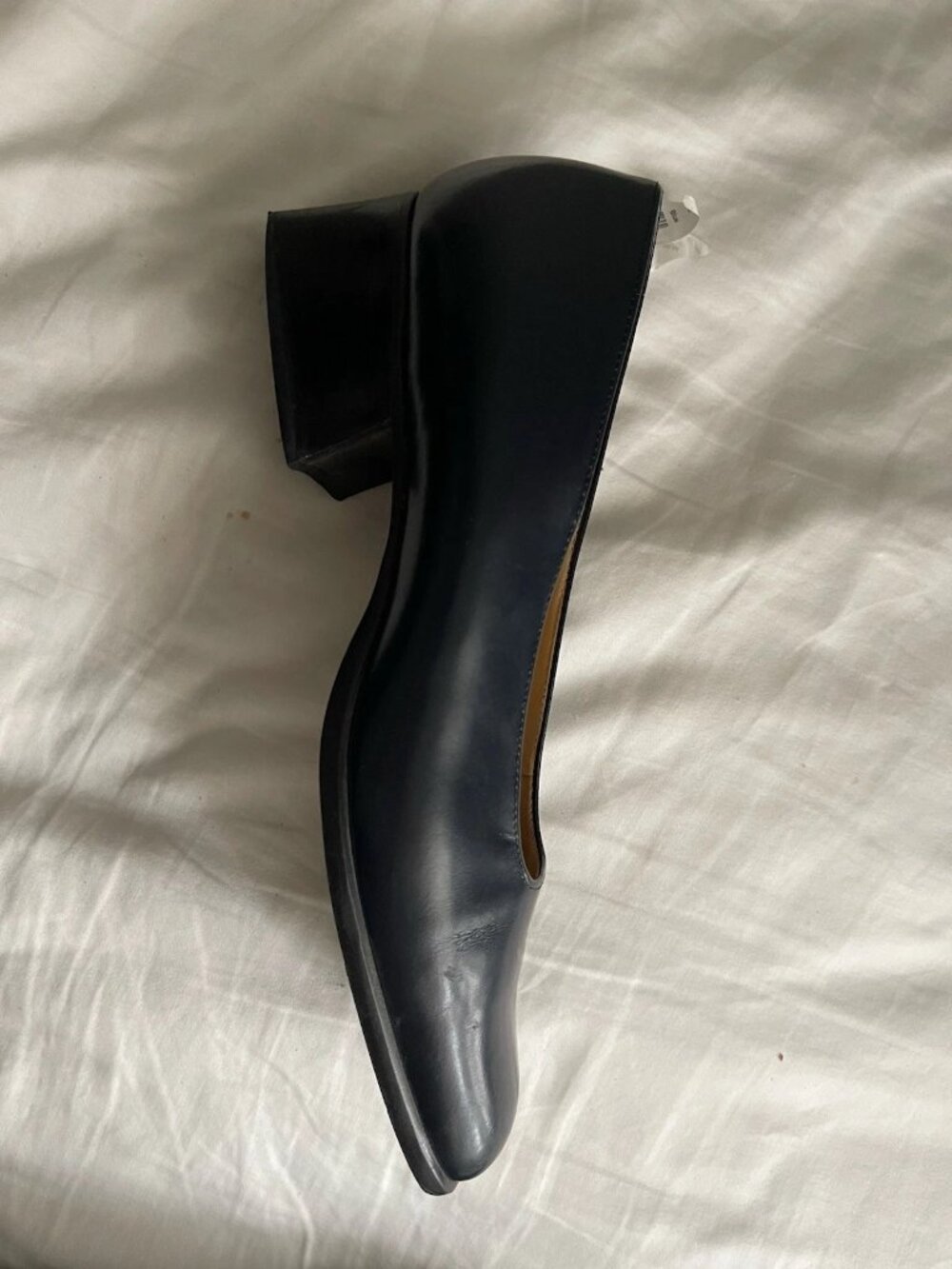 Womens 9 West Leather Black Block Heel Pumps 9 dark academia minimalist See Desc
